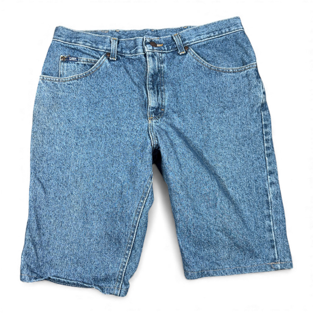 Vintage Lee Jean Shorts Mens 34 Blue Medium Wash Cut Off Hemmed Denim Dad 90s